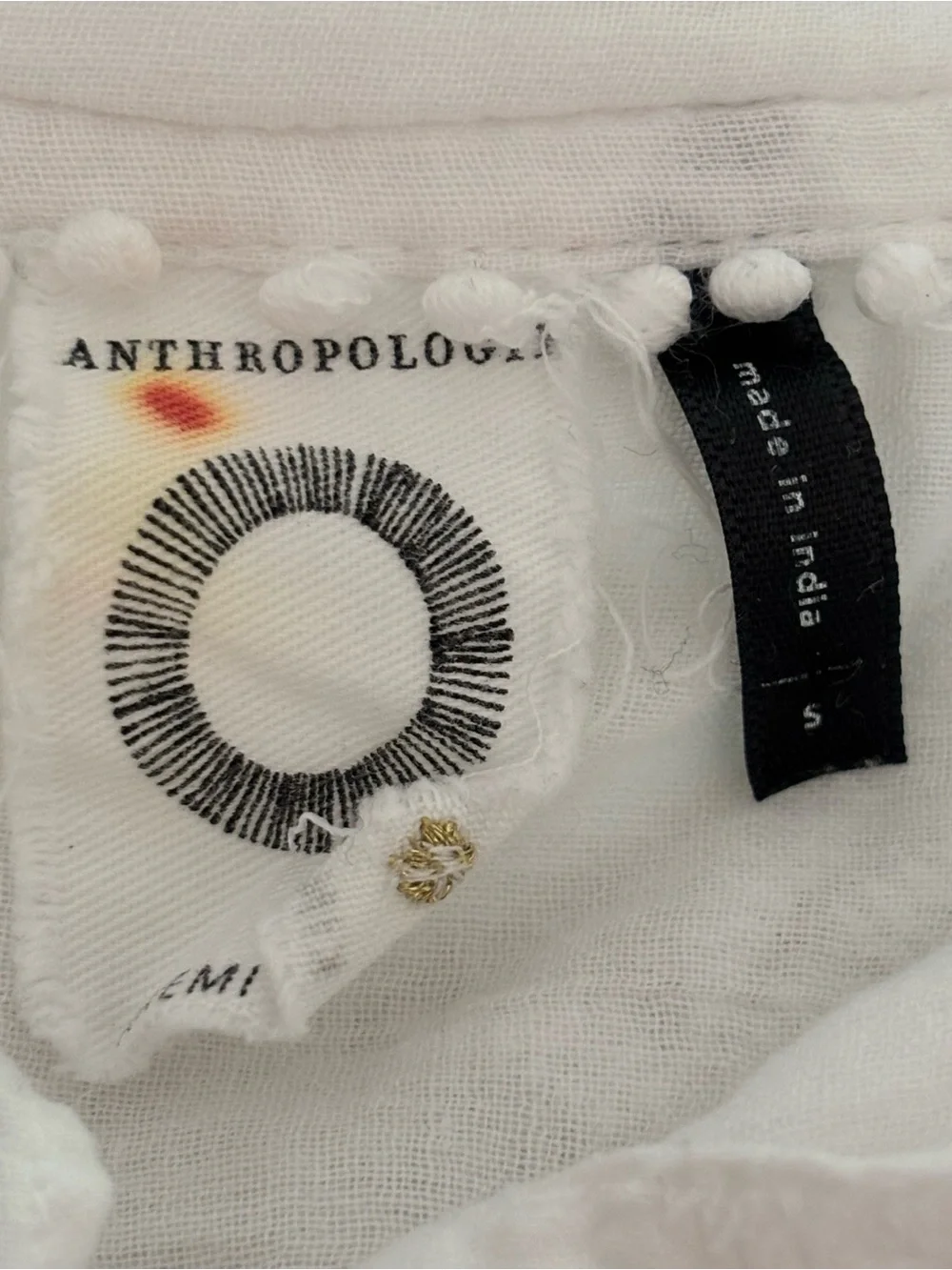 Anthropologie White Embroidered Peasant Blouse